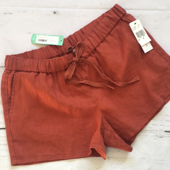 Kut from the Kloth Pants - Kut Rust Linen Roxanne Drawstring Short